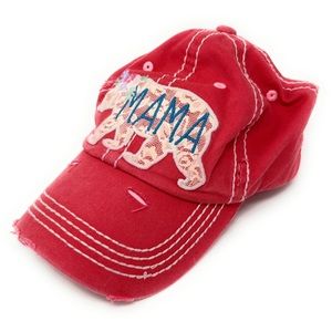 Pink Distressed Mama Bear Baseball Cap